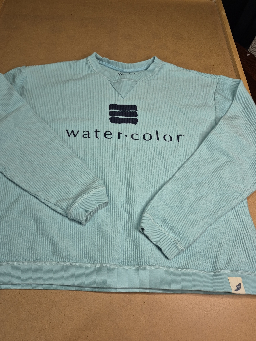 League Light Aqua 'water·color' Ribbed Crewneck Sweatshirt